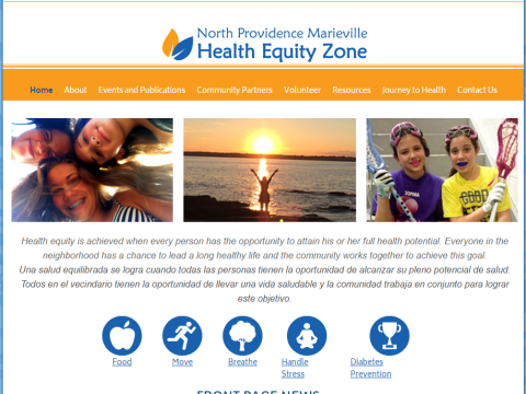 Screenshot of North Providence Health Equity Zone website